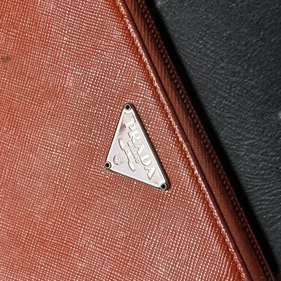 PRADA Orange Leather Zip Around Wallet Clutch - Picture 4 of 16